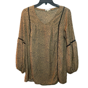 JODIFL Tan and Black Leopard-Print Balloon Sleeve Tunic